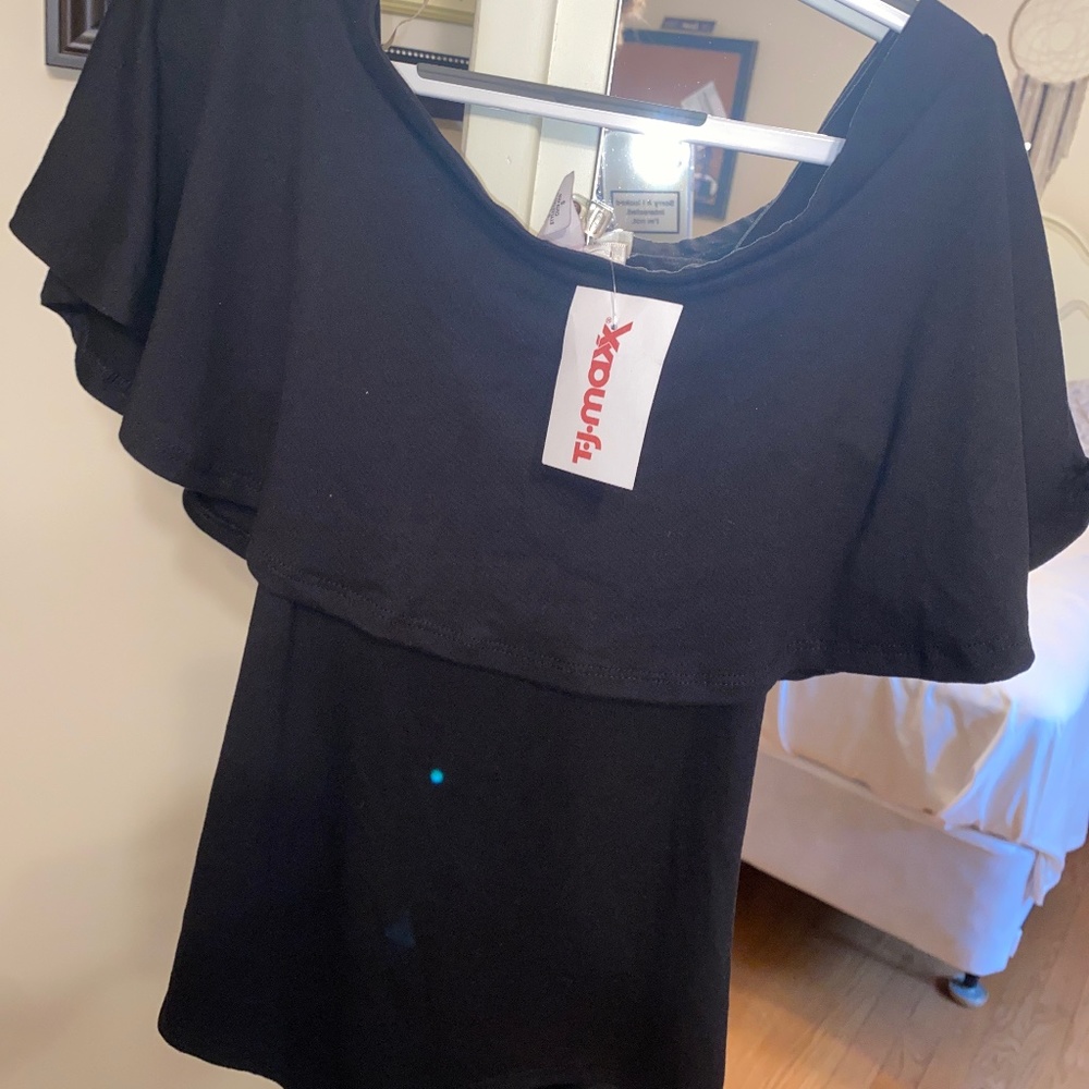 Off the shoulder black bodysuit